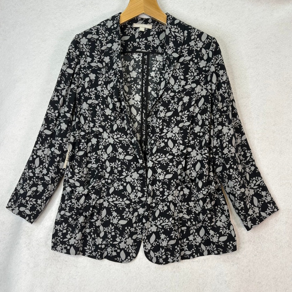 Woman Within Black‎ Floral Lightweight Blazer Women 18W Pockets Casual Layering